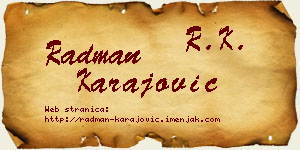 Radman Karajović vizit kartica